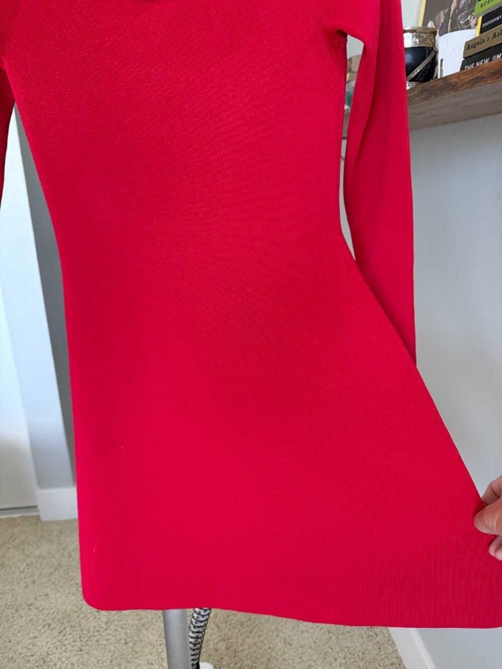 Endless Rose Red Off Shoulder Knit Mini Dress Size S NWOT Long Sleeve - Picture 3 of 9